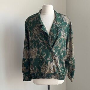 Vintage Alfred Dunner Paisley Pullover Womens Size 18 Green Button Detail